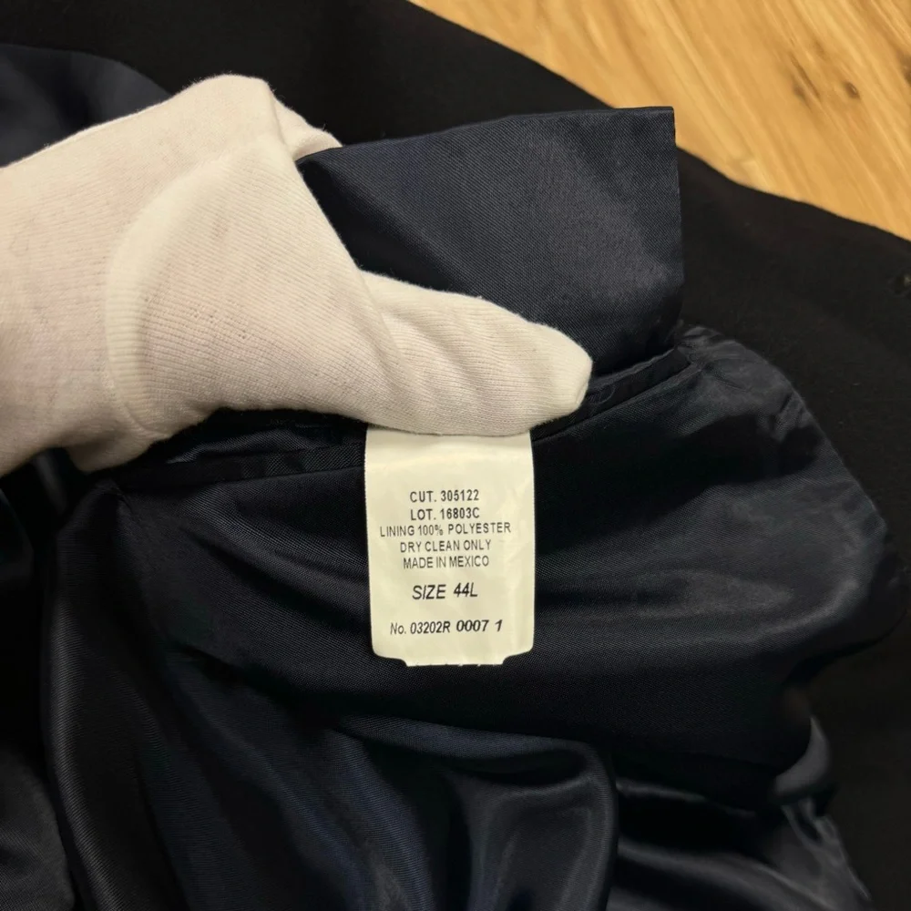 Cezani Black Wool Long Coat Peacoat 44L